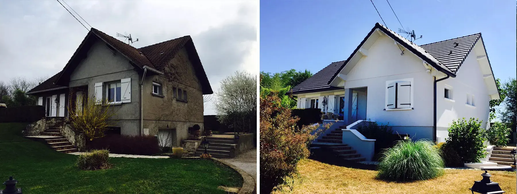 Un avant après ravalement de façade et isolation thermique par l'extérieur