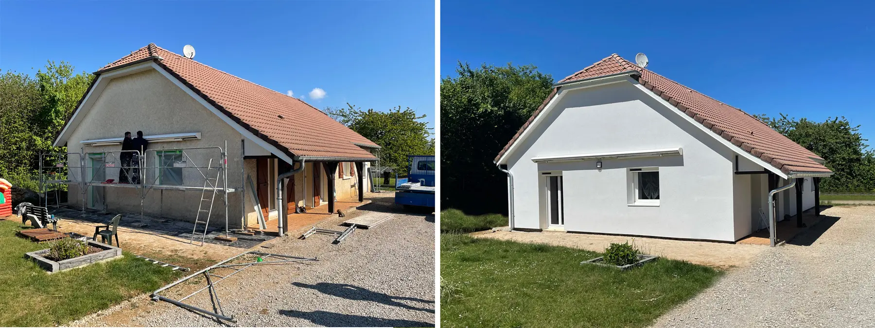 Un avant après ravalement de façade et isolation thermique par l'extérieur