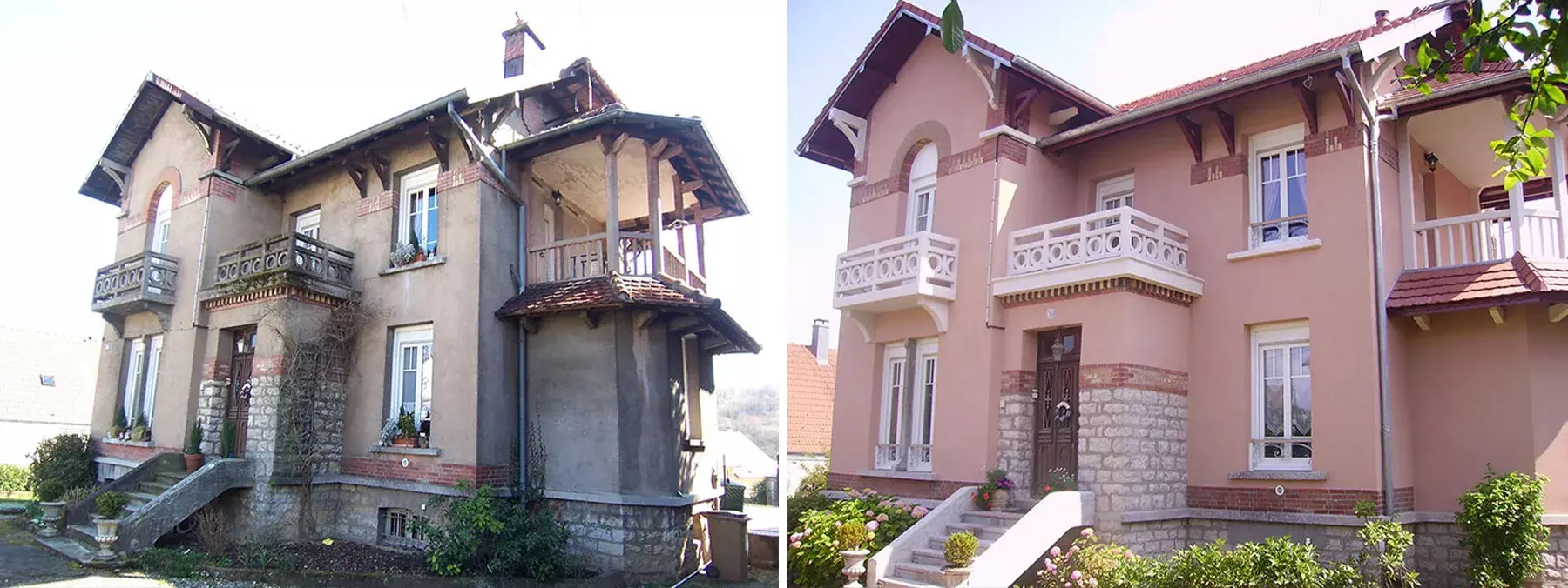 Un avant après ravalement de façade et isolation thermique par l'extérieur