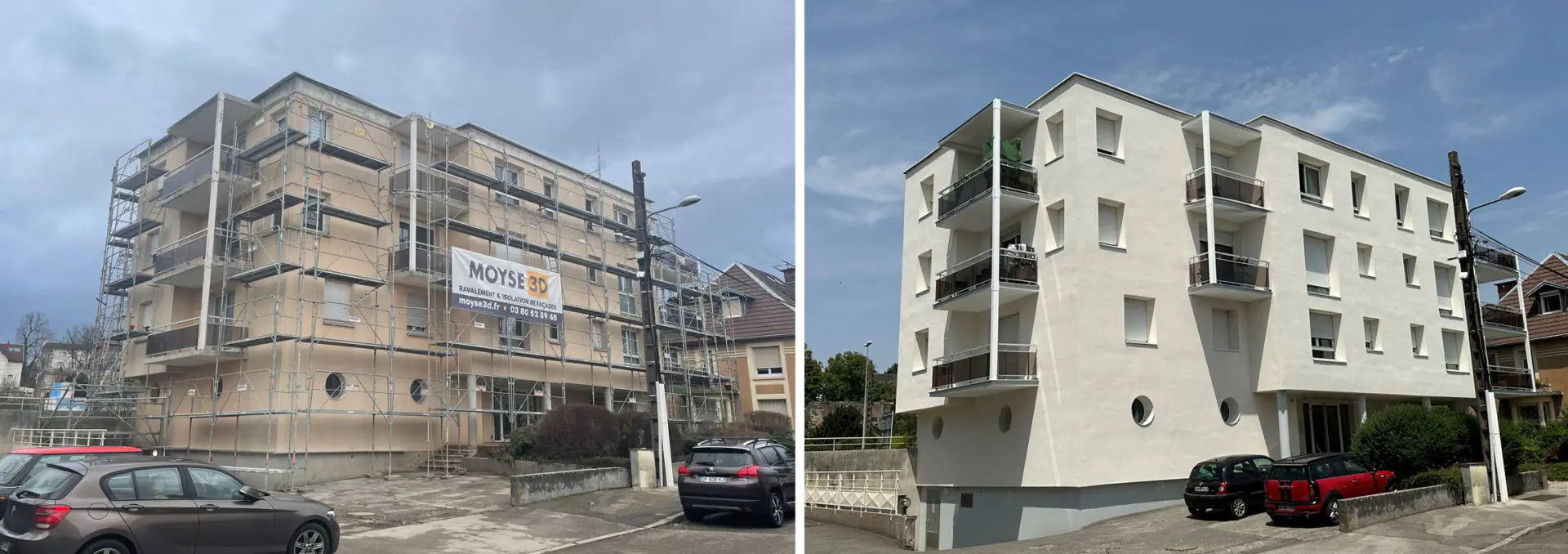 Isolation thermique par l'extérieur et ravalement de façade d'un immeuble par Moyse 3D